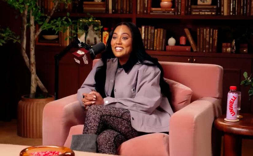 Ayesha Curry Marriage- Screenshot of Ayesha Curry and host Alex Cooper during the Call Her Daddy podcast episode titled “Marriage, Motherhood and My Identity.